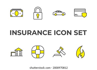 insurance set icon, isolated insurance set sign icon, vector illustration