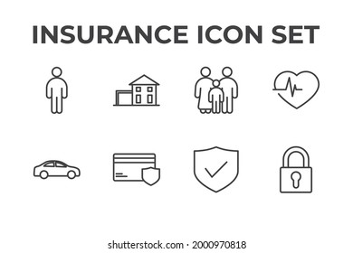 insurance set icon, isolated insurance set sign icon, vector illustration