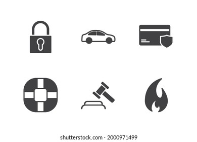 Versicherungsset-Symbol, einzelne Versicherungs-Set-Symbol, Vektorgrafik