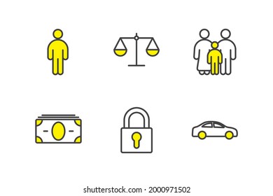 insurance set icon, isolated insurance set sign icon, vector illustration