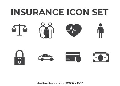 insurance set icon, isolated insurance set sign icon, vector illustration