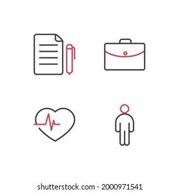 icono de conjunto de seguros, icono de signo de conjunto de seguros aislado, ilustración vectorial