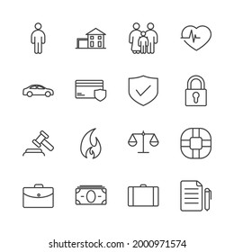 insurance set icon, isolated insurance set sign icon, vector illustration