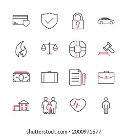 insurance set icon, isolated insurance set sign icon, vector illustration