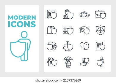 Plantilla de símbolo de icono de conjunto de seguros para la ilustración vectorial de la colección de diseños gráficos y web