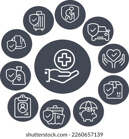 Insurance - set of line vector icons vector design