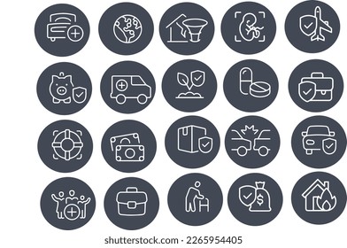 Insurance - set of line vector icons