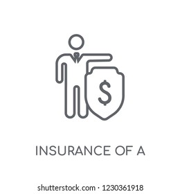 Insurance of a shield with dollar sign linear icon. Modern outline Insurance of a shield with dollar sign logo concept on white background from Insurance collection.
