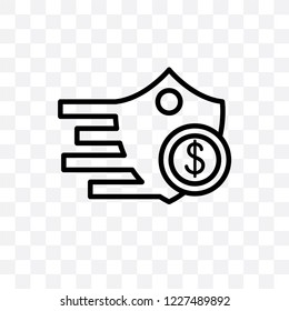 Insurance of a shield with dollar vector linear icon isolated on transparent background, Insurance of a shield with dollar transparency concept can be used for web and mobile