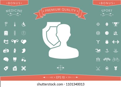 Insurance shield with user icon