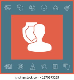 Insurance shield with user icon. Graphic elements for your design