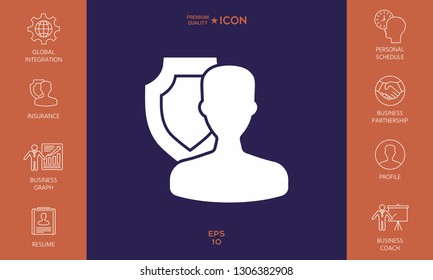 Insurance shield with user icon. Graphic elements for your design