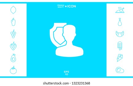 Insurance shield with user icon. Graphic elements for your design