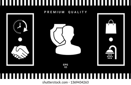 Insurance shield with user icon. Graphic elements for your design