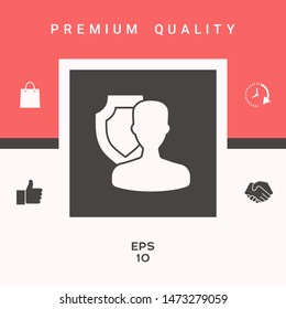 Insurance shield with user icon. Graphic elements for your design