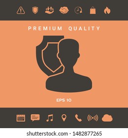 Insurance shield with user icon. Graphic elements for your design