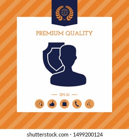 Insurance shield with user icon. Graphic elements for your design