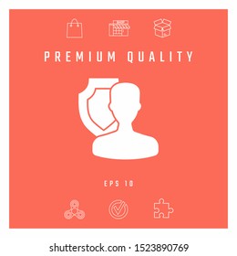 Insurance shield with user icon. Graphic elements for your design
