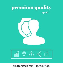 Insurance shield with user icon. Graphic elements for your design