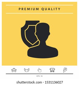 Insurance shield with user icon. Graphic elements for your design