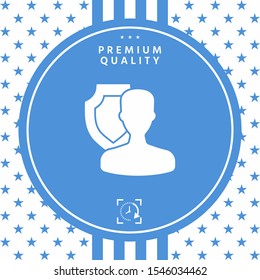 Insurance shield with user icon. Graphic elements for your design