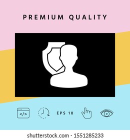 Insurance shield with user icon. Graphic elements for your design