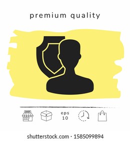Insurance shield with user icon. Graphic elements for your design