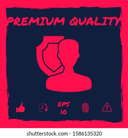 Insurance shield with user icon. Graphic elements for your design