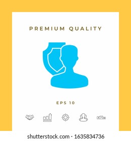 Insurance shield with user icon. Graphic elements for your design