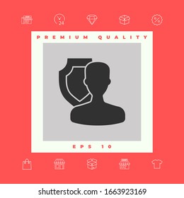Insurance shield with user icon. Graphic elements for your design
