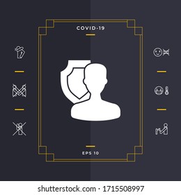 Insurance shield with user icon. Graphic elements for your design