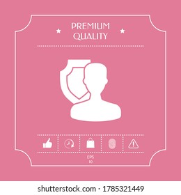 Insurance shield with user icon. Graphic elements for your design