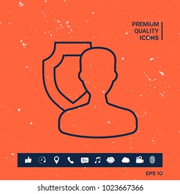 Insurance shield with user - line icon