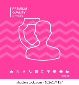Insurance shield with user - line icon