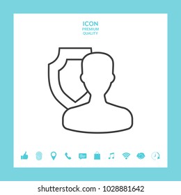 Insurance shield with user - line icon