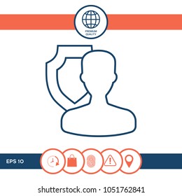 Insurance shield with user - line icon