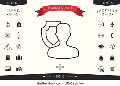 Insurance shield with user - line icon