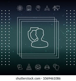 Insurance shield with user - line icon