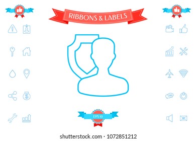 Insurance shield with user - line icon