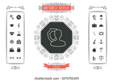 Insurance shield with user - line icon
