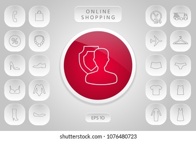 Insurance shield with user - line icon