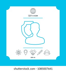 Insurance shield with user - line icon