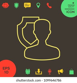 Insurance shield with user - line icon