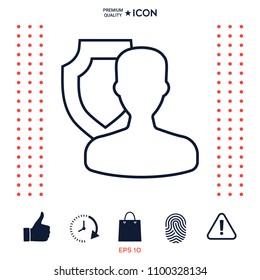 Insurance shield with user - line icon