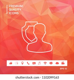 Insurance shield with user - line icon
