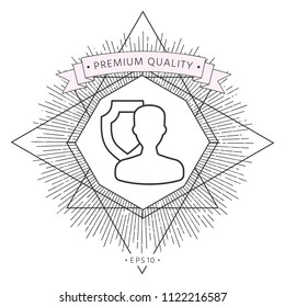 Insurance shield with user - line icon