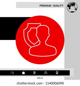 Insurance shield with user - line icon