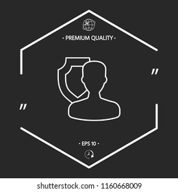 Insurance shield with user - line icon