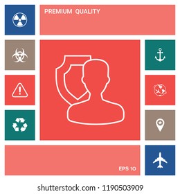 Insurance shield with user - line icon