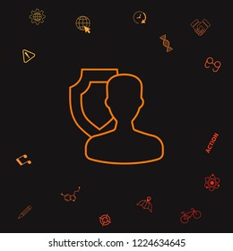 Insurance shield with user - line icon. Graphic elements for your design